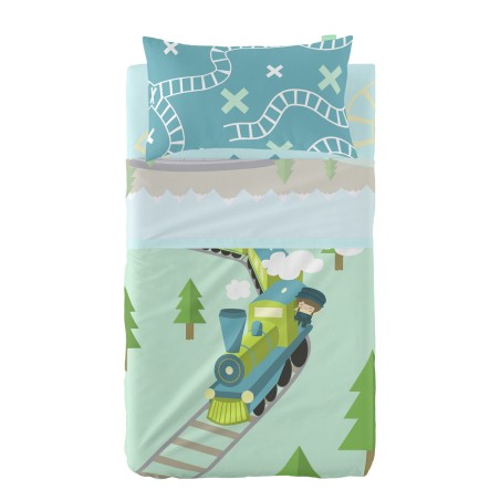 Juego de Sábanas HappyFriday Happynois Train Multicolor Cuna de Bebé