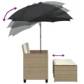 Canapé de jardin 2 places avec parasol et tabourets beige rotin