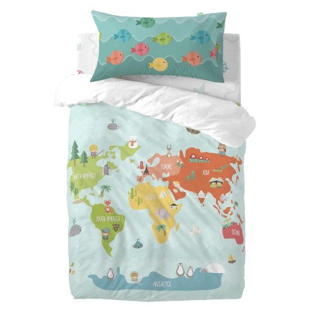 Dekbedovertrek set HappyFriday Happynois World Map Multicolour Wieg vo