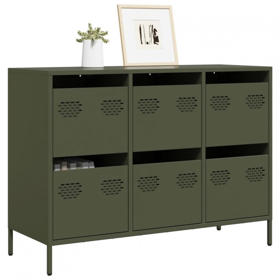 Buffet vert olive 101,5x39x73,5 cm acier laminé à froid