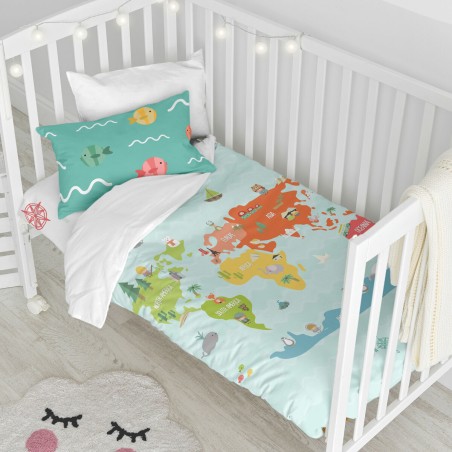 Parure de couette HappyFriday Happynois World Map Multicouleur Lit de