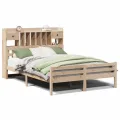 Lit bibliothèque sans matelas 140x200 cm bois massif de pin