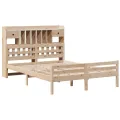 Lit bibliothèque sans matelas 140x200 cm bois massif de pin