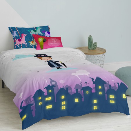 Parure de couette HappyFriday Mr Fox Nanny Multicouleur Lit 1 persone