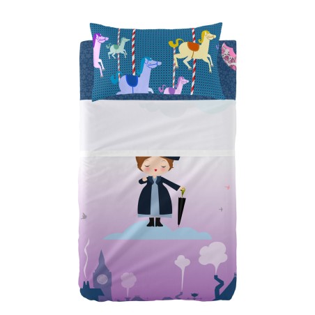 Jeu de draps HappyFriday Mr Fox Nanny Multicouleur Lit de bébé 2 Pi