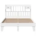 Cadre de lit sans matelas blanc 150x200 cm bois de pin massif
