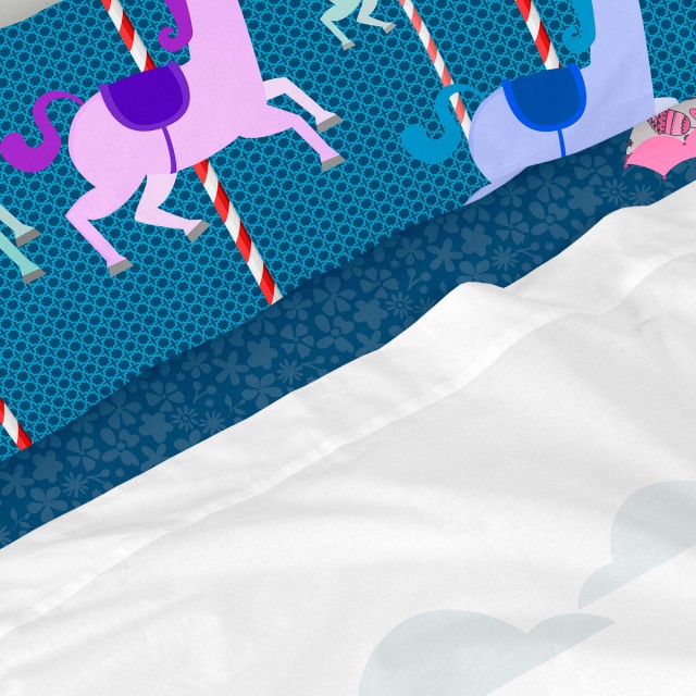 Jeu de draps HappyFriday Mr Fox Nanny Multicouleur Lit 1 persone 2 Pi