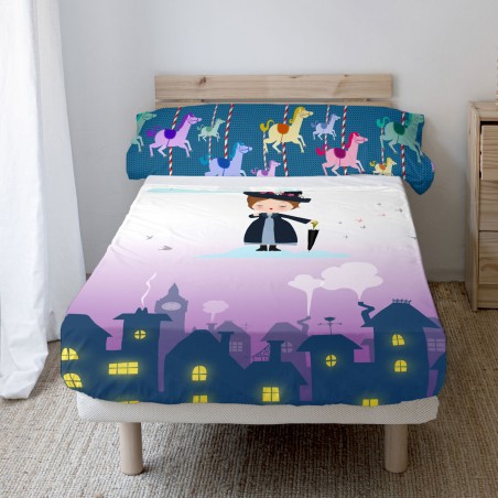 Juego de Sábanas HappyFriday Mr Fox Nanny Multicolor Cama de 80/90 2