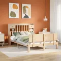 Lit bibliothèque sans matelas 160x200 cm bois massif de pin