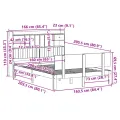 Lit bibliothèque sans matelas 160x200 cm bois massif de pin