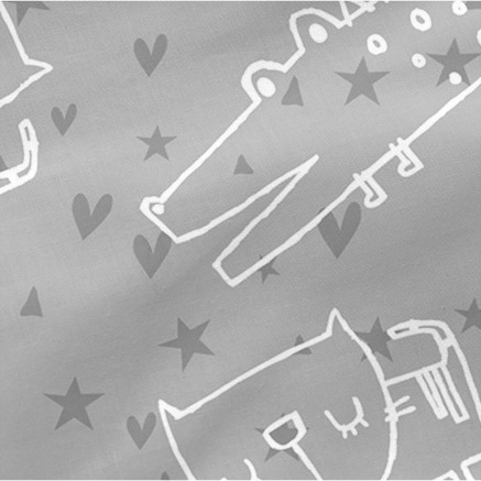 Drap housse HappyFriday MOSHI MOSHI Gris Multicouleur 70 x 140 x 14 cm 2