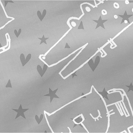 Drap housse HappyFriday MOSHI MOSHI Gris Multicouleur 70 x 140 x 14 cm