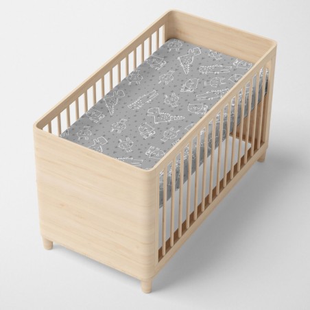 Lenzuolo con angoli HappyFriday MOSHI MOSHI Grigio Multicolore 70 x 14