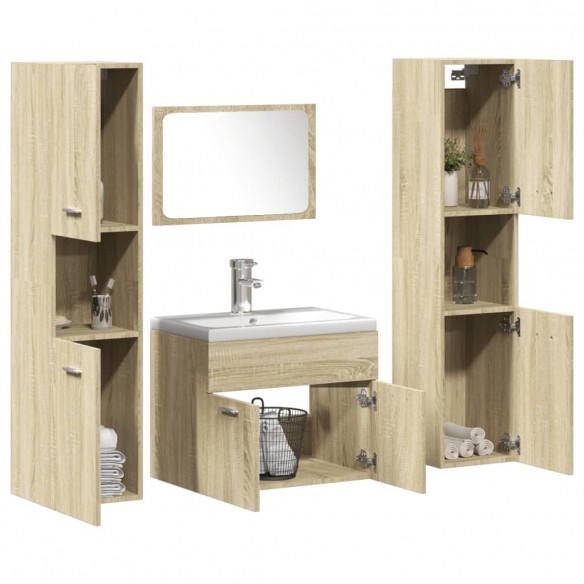 Ensemble de meubles de salle de bain 5 pcs chêne sonoma