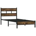Cadre de lit sans matelas avec tête de lit chêne fumé 90x200 cm