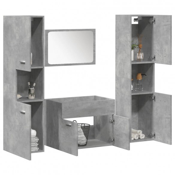 Ensemble de meubles de salle de bain 4 pcs gris béton