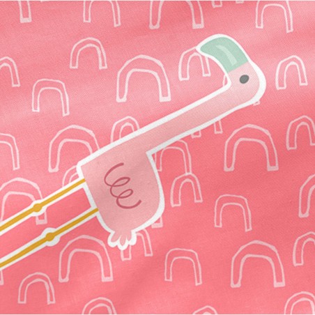 Bettlaken HappyFriday MOSHI MOSHI Bunt 60 x 120 x 14 cm Rosa Flamingo