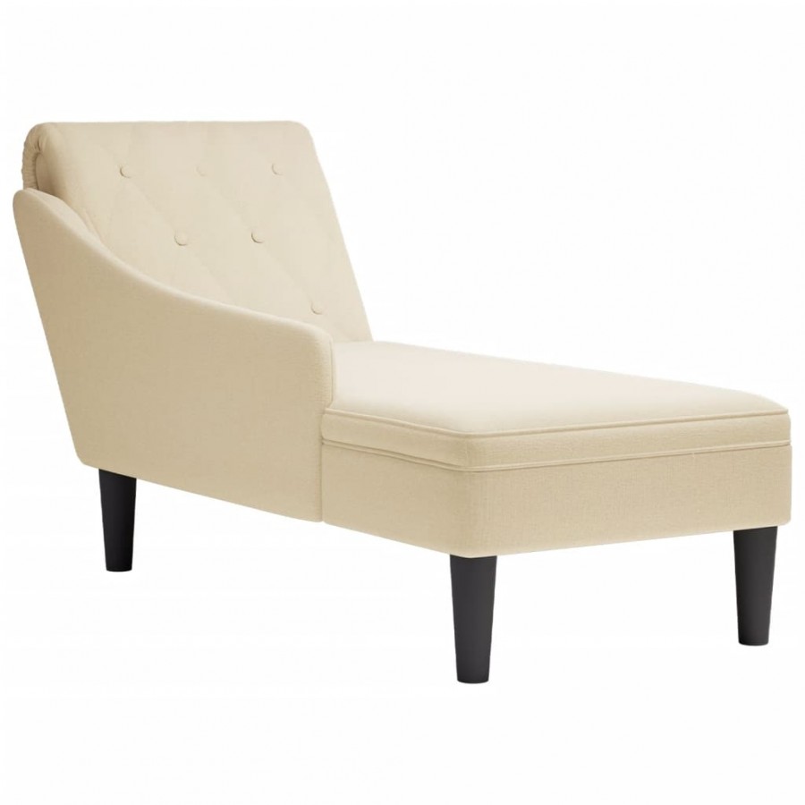 Fauteuil long avec coussin et accoudoir droit crème tissu