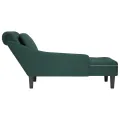 Fauteuil long et coussin et accoudoir droit vert foncé velours