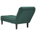 Fauteuil long et coussin et accoudoir droit vert foncé velours
