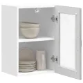 Armoire murale de cuisine avec porte en verre Porto gris béton