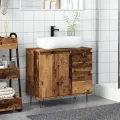 Armoire de lavabo de salle de bain vieux bois 65x33x60 cm