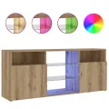 Meuble TV avec lumières LED chêne artisanal bois d'ingénierie