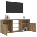 Meuble TV avec lumières LED chêne artisanal bois d'ingénierie