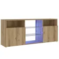 Meuble TV avec lumières LED chêne artisanal bois d'ingénierie