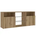 Meuble TV avec lumières LED chêne artisanal bois d'ingénierie