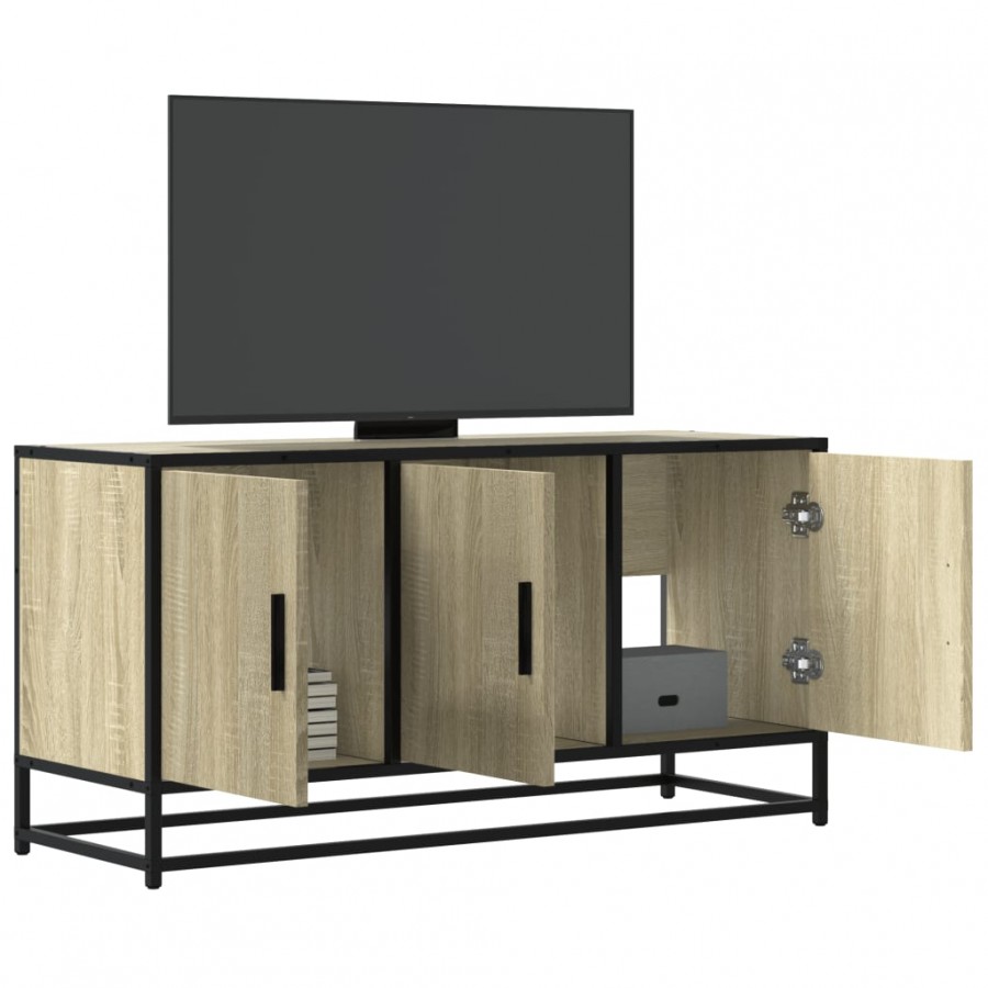 Meuble TV chêne sonoma 100x35x50 cm bois d'ingénierie et métal