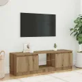 Meuble TV avec lumières LED chêne artisanal bois d'ingénierie