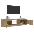 Meuble TV avec lumières LED chêne artisanal bois d'ingénierie