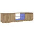 Meuble TV avec lumières LED chêne artisanal bois d'ingénierie
