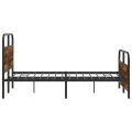 Cadre de lit en métal sans matelas chêne fumé 140x190 cm