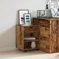 Armoire à roulettes vieux bois 46x36x59 cm bois d'ingénierie