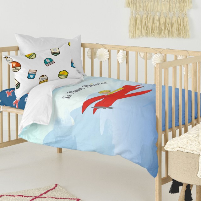 Duvet cover set HappyFriday Le Petit Prince Son Avion Multicolour Baby