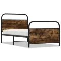 Cadre de lit sans matelas 90x200cm chêne fumé bois d'ingénierie