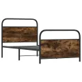 Cadre de lit sans matelas 90x200cm chêne fumé bois d'ingénierie