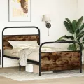 Cadre de lit sans matelas 90x200cm chêne fumé bois d'ingénierie