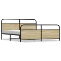 Cadre de lit en métal sans matelas chêne sonoma 193x203 cm