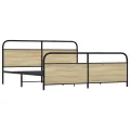 Cadre de lit en métal sans matelas chêne sonoma 193x203 cm