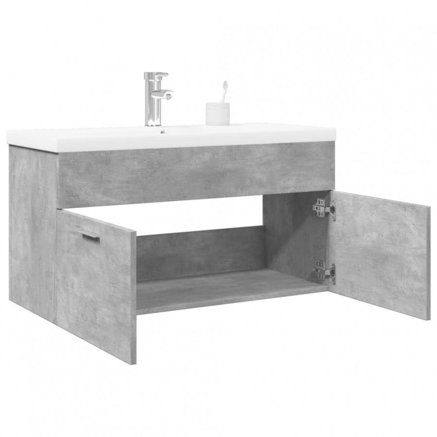 Armoire lavabo de salle de bain avec bassin intégré gris béton