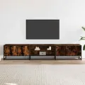 Meuble TV chêne fumé 210x35x41 cm bois d'ingénierie