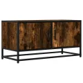 Meuble TV chêne fumé 80x34,5x40 cm bois d'ingénierie et métal