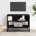 Meuble TV noir 61x40x46 cm bois d'ingénierie et métal