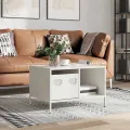 Table basse blanc 68,5x50x43,5 cm acier laminé à froid