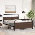 Cadre de lit en métal sans matelas chêne marron 140x190 cm