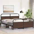 Cadre de lit en métal sans matelas chêne marron 150x200 cm