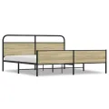 Cadre de lit en métal sans matelas chêne sonoma 183x213 cm